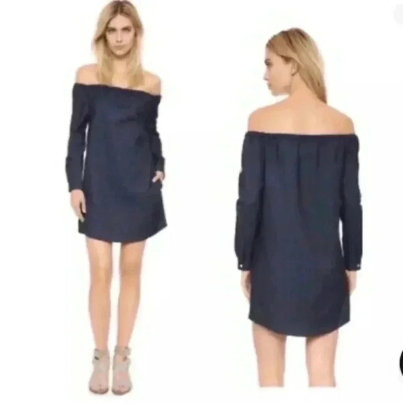 Rag & Bone JEAN Off The Shoulder Denim Mini Dress - Picture 1 of 12